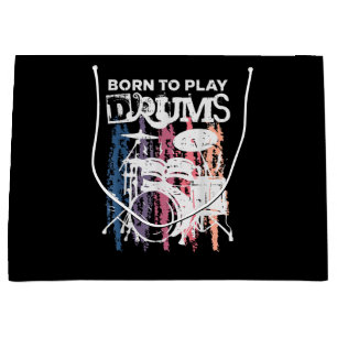 Born To Play Drums Drumming Rock Music Band Drumme Large Gift Bag