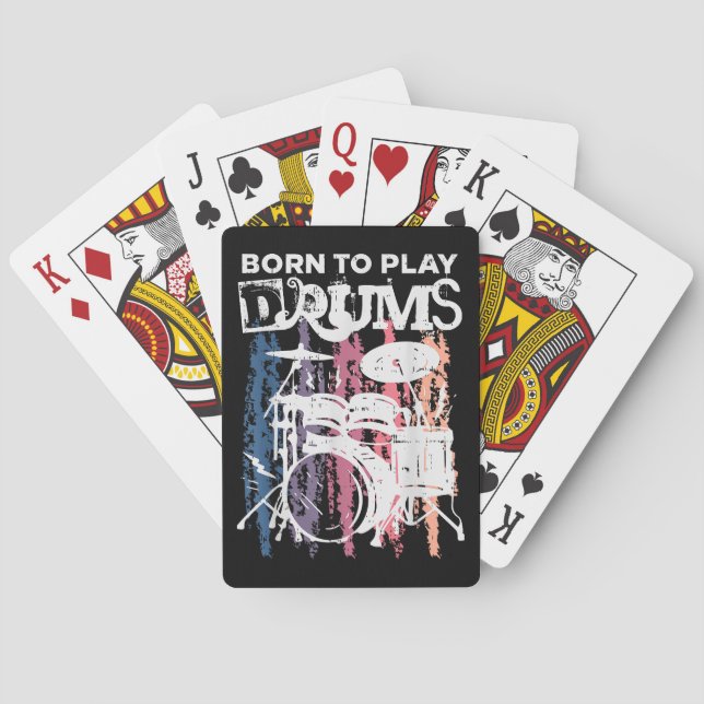Born To Play Drums Drumming Rock Music Band Drumme Playing Cards (Back)