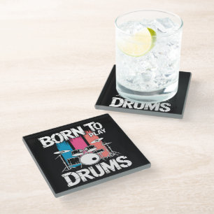 Born To Play Drums Glass Coaster