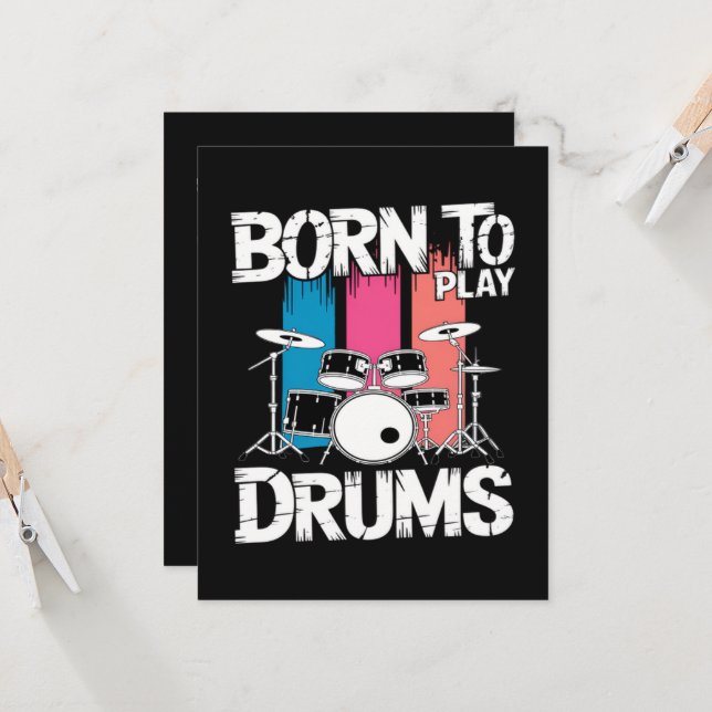 Born To Play Drums Invitation (Front/Back In Situ)