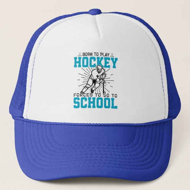 Born To Play Hockey Colourful Birthday Present Coo Trucker Hat (Front)