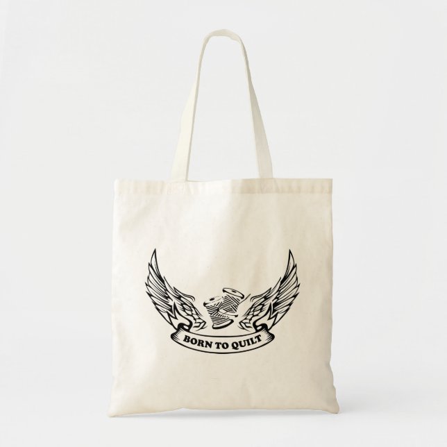 Born to Quilt Tattoo Graphic Tote Bag (Front)