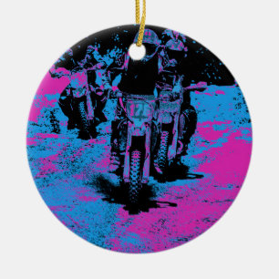 "Born to Race" Motocross Dirt-Bike Champion Racer Ceramic Tree Decoration