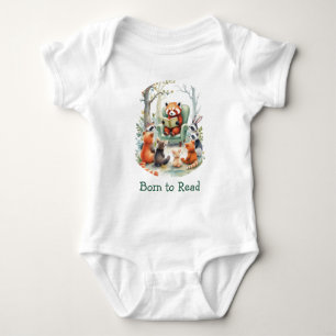 Born to Read Cute Animal Story Time White Baby Bodysuit