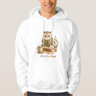 Born to Read Cute Owl Book Lover Design Hoodie