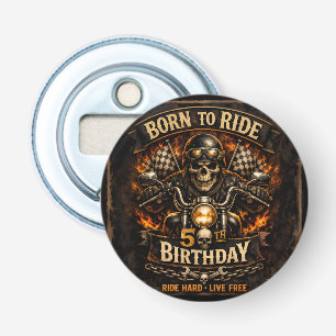 Born to Ride 50th Birthday Biker Skull Card Bottle Opener
