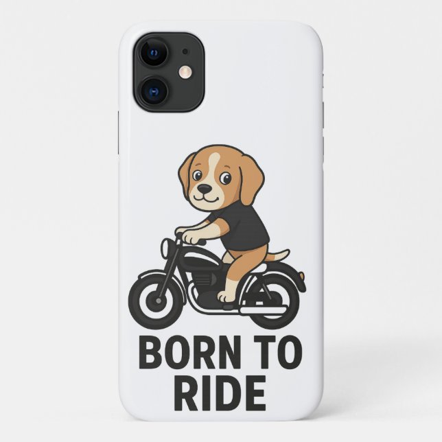 Born to Ride – Cute Beagle on Motorcycle Sticker" Case-Mate iPhone Case (Back)