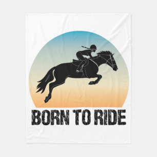 Born to Ride - Horseriding Girl Equestrian Fleece Blanket