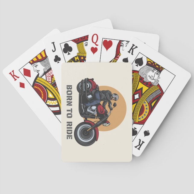 Born to Ride Motorcycle Rider on Bike Playing Cards (Back)