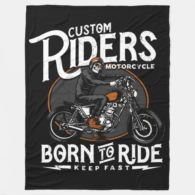 Born to ride motorcycles fleece blanket (Front)