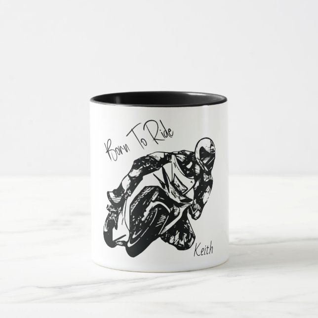 Born To Ride Personalised Name Mug (Center)