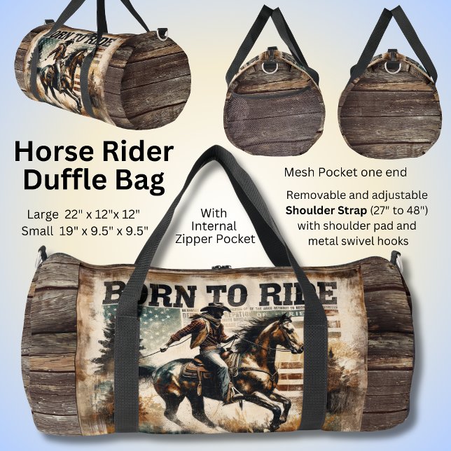 Born To Ride Poster Horse Rider Brown Duffle Bag (Creator Uploaded)