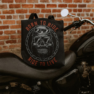 Born to Ride Skull Biker Ride to Live  Tote Bag