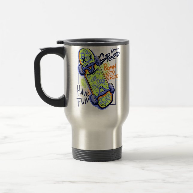 Born to ride  travel mug (Left)