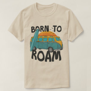 Born to Roam Retro Van & Surfboard Sunset Design   T-Shirt