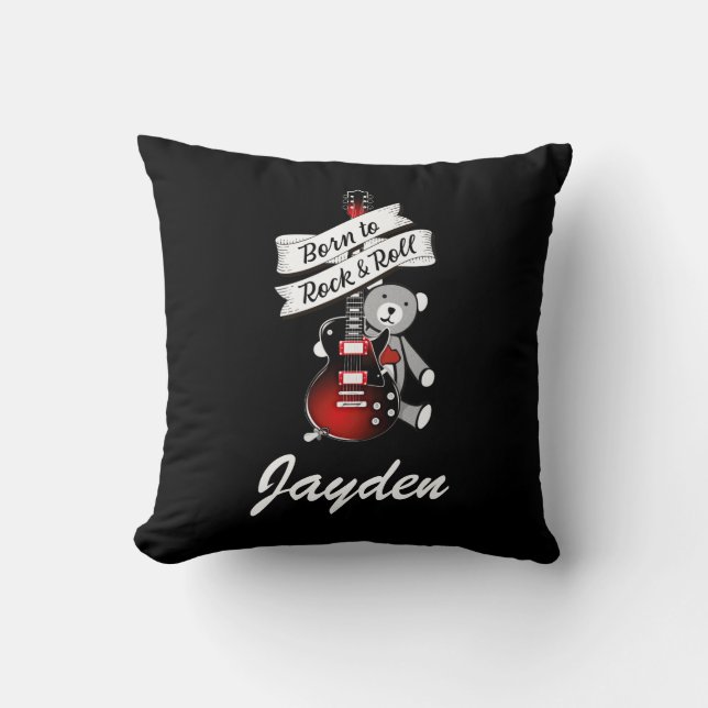 Born to Rock and Roll Custom Baby Guitar Nursery T Cushion (Front)