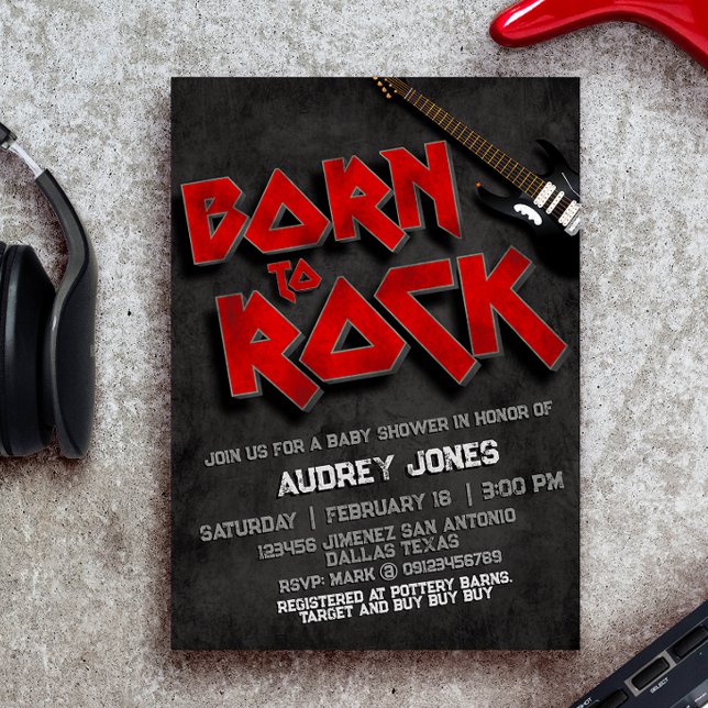 Born to Rock - Baby Shower  Invitation (Creator Uploaded)