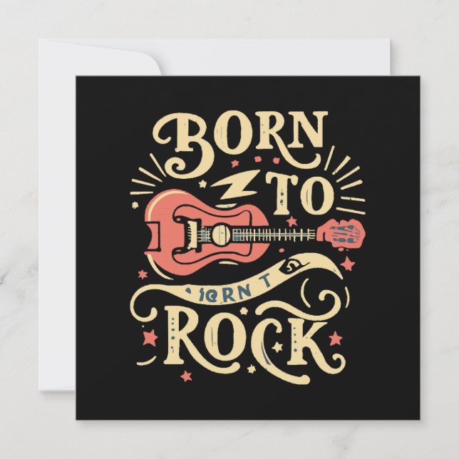 Born to Rock Electric Guitar Invitation (Front)