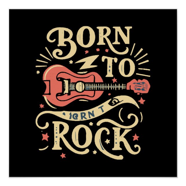 Born to Rock Electric Guitar Poster (Front)