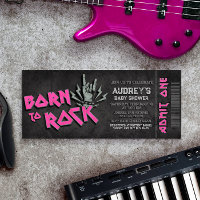 Born to Rock - Girl Baby Shower Ticket Invitation