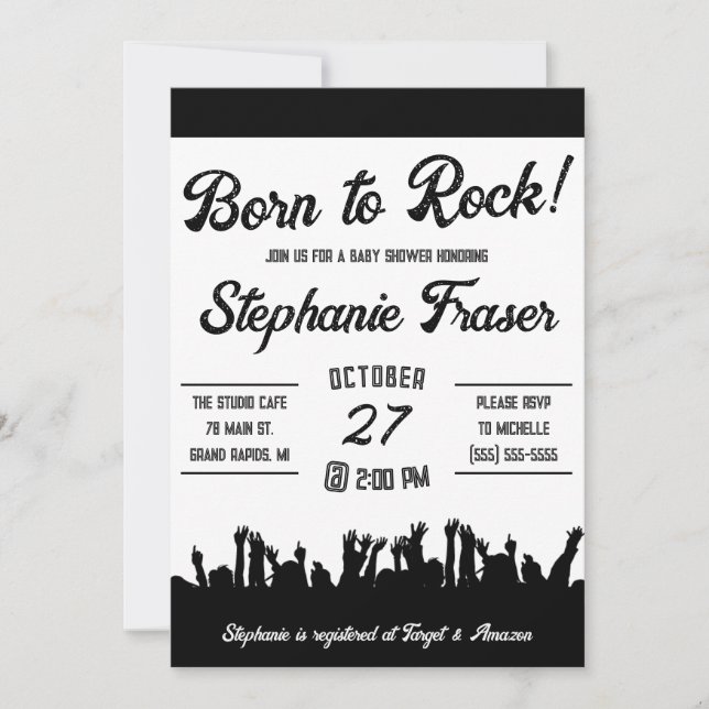 Born to Rock! Rock'n'Roll Concert Baby Shower Invitation (Front)