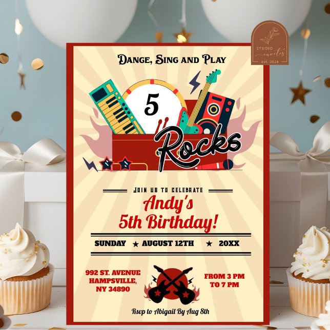 Born To Rocks Music Birthday Boy Invitation (Creator Uploaded)