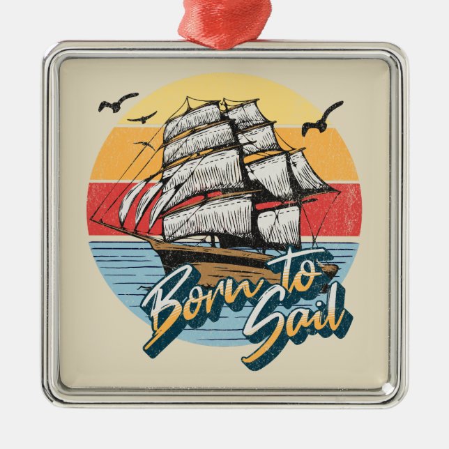 Born to sail metal tree decoration (Front)