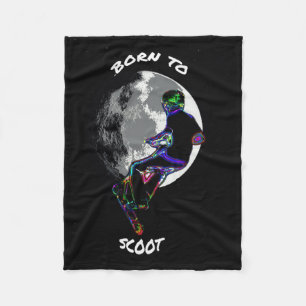 Born to Scoot- Scooter and Moon Fleece Blanket