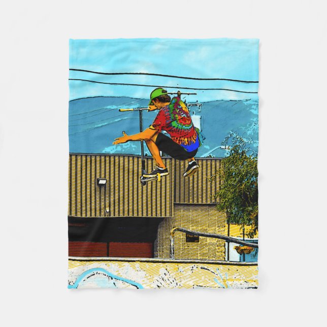 Born to Scoot - Stunt Scooter Trick Fleece Blanket (Front)