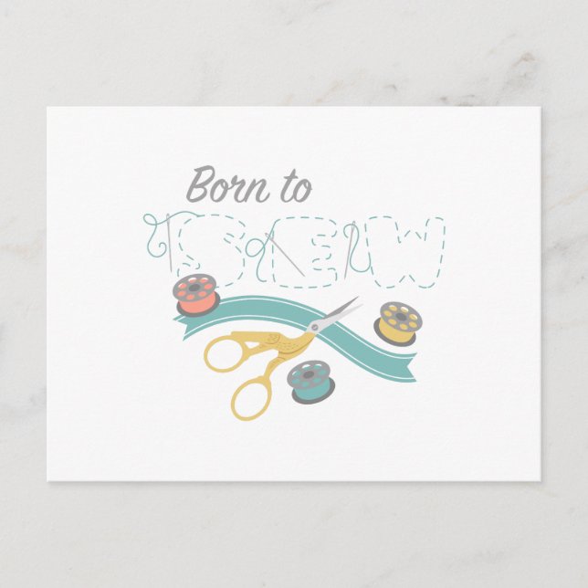 Born To Sew Postcard (Front)