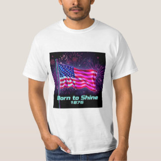 Born to Shine – 1776 Glitch Neon Flag T-Shirt | 4t
