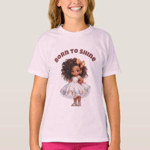 Born to shine editable text t-shirt for girls