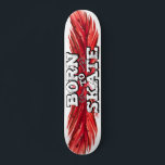 Born to skate red feather with graffiti wording skateboard<br><div class="desc">Cool skateboard featuring the wording "Born to skate" in a white modern graffiti font on a red feather background.</div>