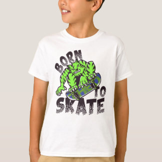 BORN TO SKATE - Tiger Cat On Skateboard T-Shirt