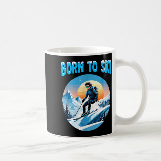 Born to ski funny skiing goggles mountain winter coffee mug