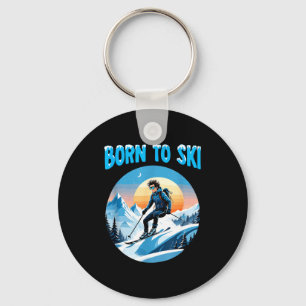 Born to ski funny skiing goggles mountain winter key ring