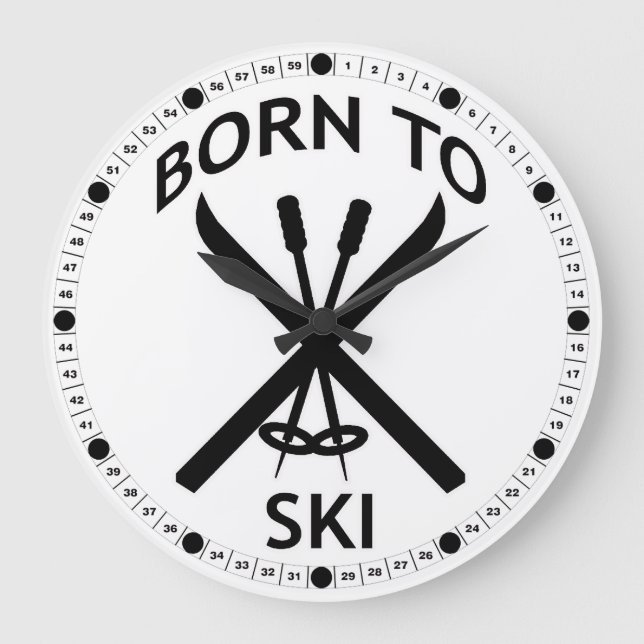 Born to Ski Large Clock (Front)