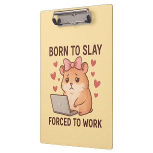 Born to Slay Forced to Work Funny Hamster Girly Clipboard