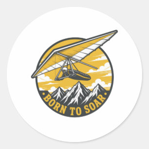 Born To Soar Vintage Hang Glider Mountains Classic Round Sticker