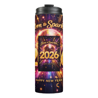 Born to Sparkle 2026 Disco Ball Happy New Year Thermal Tumbler