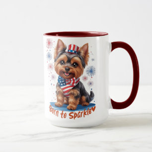 Born to Sparkle – Cute Patriotic Yorkie 4th of Jul Mug