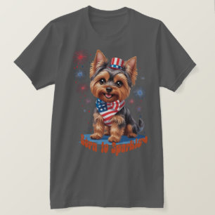 Born to Sparkle – Cute Yorkie 4th of July Patrioti T-Shirt