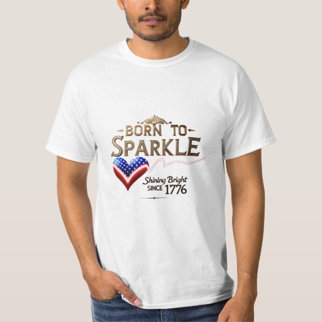 Born to Sparkle – Patriotic Heart Tee for Men (Front)
