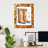 Born to Stand Tall – Giraffe Cowgirl Boots Art