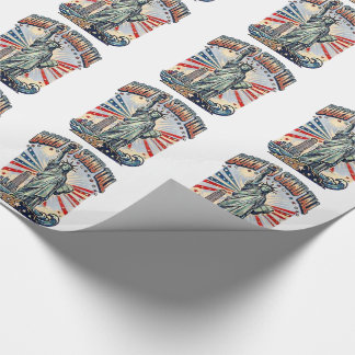 Born to Stand Tall - Vintage Patriotic Statue of L Wrapping Paper