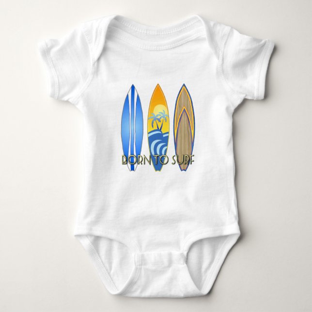Born To Surf Baby Bodysuit (Front)