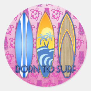 Born To Surf Classic Round Sticker