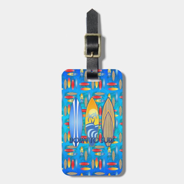 Born To Surf Luggage Tag (Front Vertical)