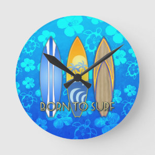 Born To Surf Round Clock