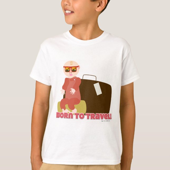 Born To Travel Baby Cartoon Tourist Design T-Shirt (Front)